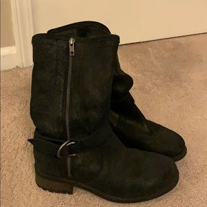 Black suede UGG zip up boots size 7